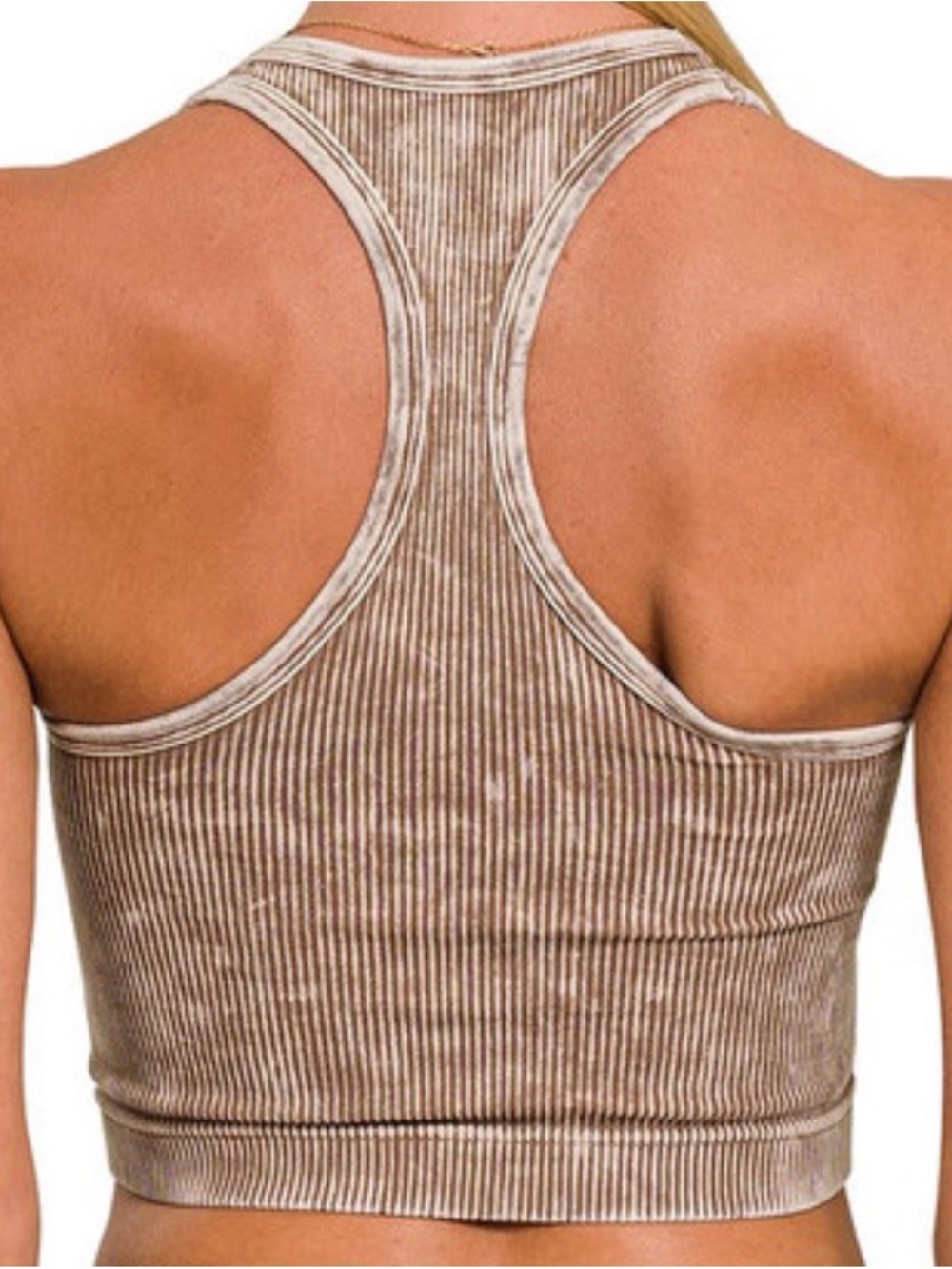 ZENANA Mineral Wash Ribbed Brami Bralette Crop top "NEW" - Picture 4 of 6